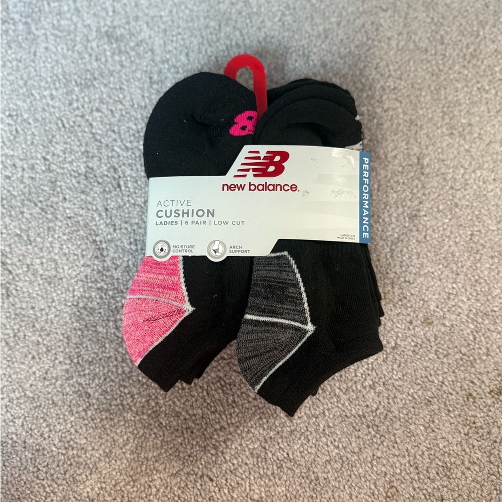 New Balance Black and Pink Athletic Socks